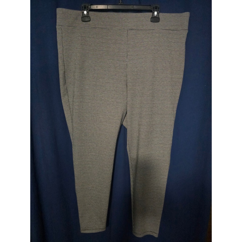 LOFT Women XXL Houndstooth Pull On Black White Tapered Slim Pants